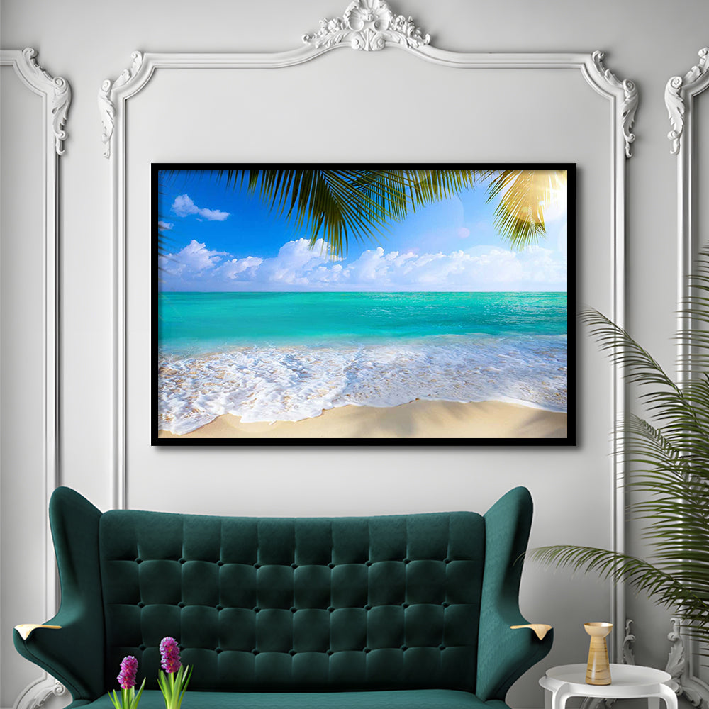 Tropical Island Beach, Large Art Prints, Ocean Extra Large Art, Art Beach Sea Wall Decor, Framed Art Print, Picture Framed