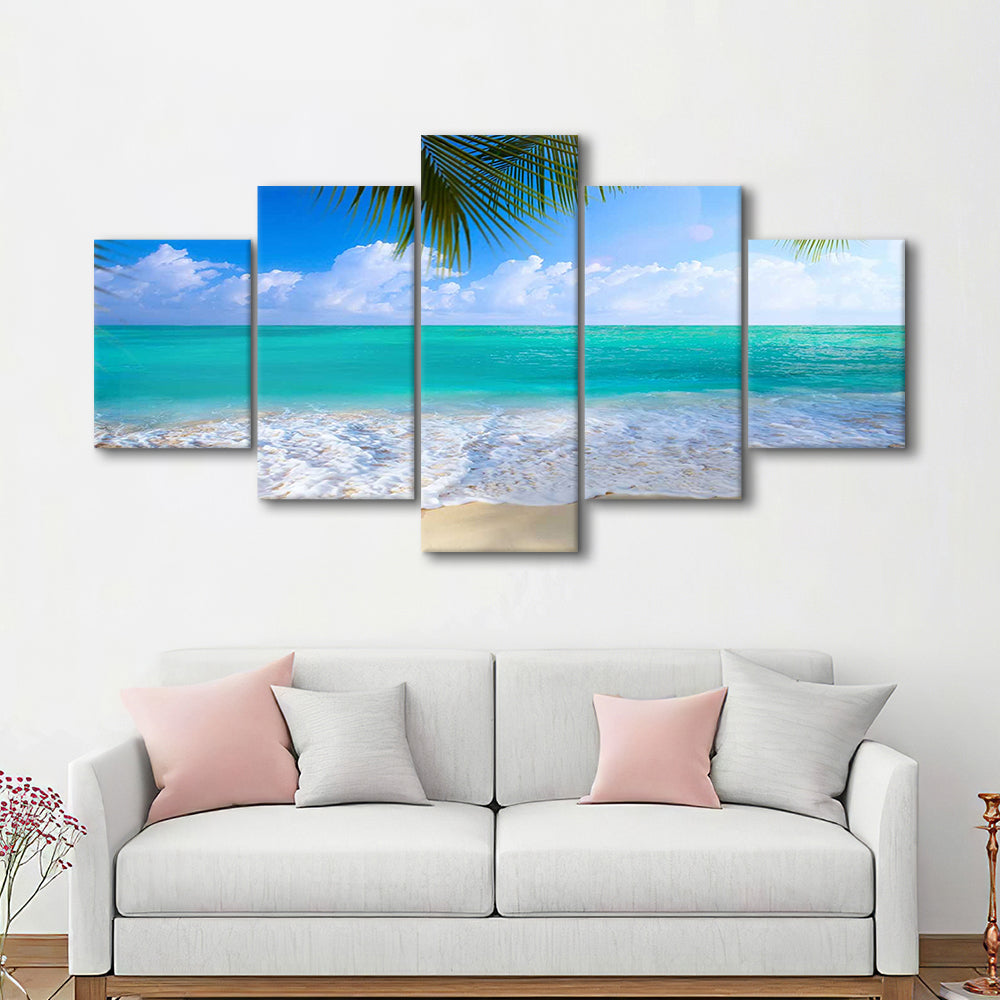 Tropical Island Beach, Large Canvas Print, Ocean Extra Large Art, Canvas Beach Sea, 5 Piece Large Cavas Print Wall Art