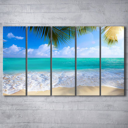 Tropical Island Beach, Large Canvas Print, Ocean Canvas Beach Sea Wall Decor, 5 Piece B Extra Large Cavas Print Wall Art