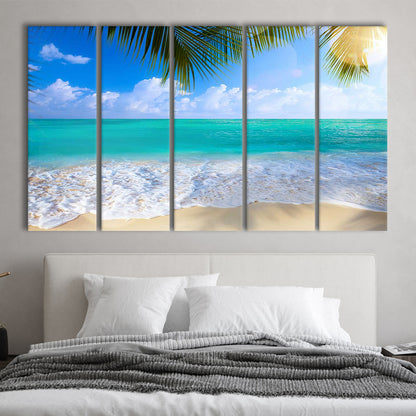 Tropical Island Beach, Large Canvas Print, Ocean Canvas Beach Sea Wall Decor, 5 Piece B Extra Large Cavas Print Wall Art