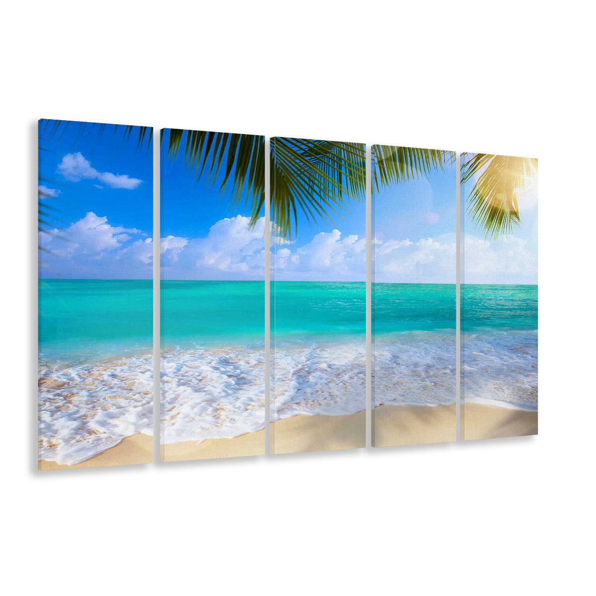 Tropical Island Beach, Large Canvas Print, Ocean Canvas Beach Sea Wall Decor, 5 Piece B Extra Large Cavas Print Wall Art