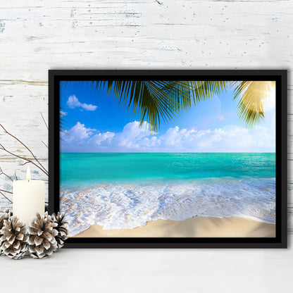 Tropical Island Beach, Large Canvas Print, Ocean Extra Large Art, Framed Cavas Print, Floating Frame