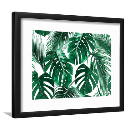 Tropical Palm Leaves Wall Art, Palm Leaf Wall Art, Abstract Palm Modern Art, Framed Art Print White Border
