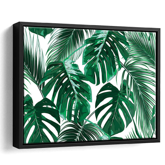 Tropical Palm Leaves Wall Art, Palm Leaf Wall Art, Abstract Palm Modern Art, Framed Cavas Print, Floating Frame