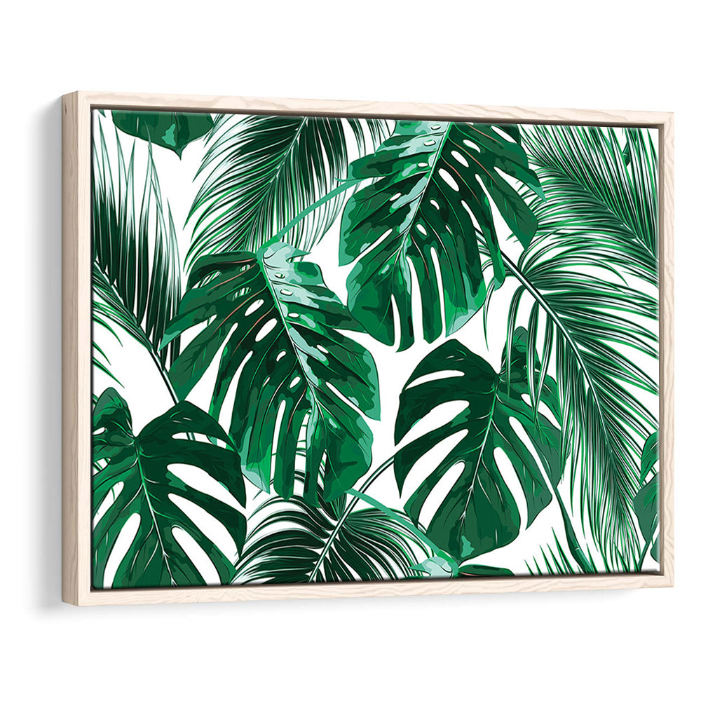Tropical Palm Leaves Wall Art, Palm Leaf Wall Art, Abstract Palm Modern Art, Framed Cavas Print, Floating Frame
