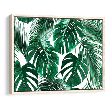 Tropical Palm Leaves Wall Art, Palm Leaf Wall Art, Abstract Palm Modern Art, Framed Cavas Print, Floating Frame