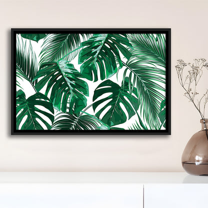 Tropical Palm Leaves Wall Art, Palm Leaf Wall Art, Abstract Palm Modern Art, Framed Cavas Print, Floating Frame
