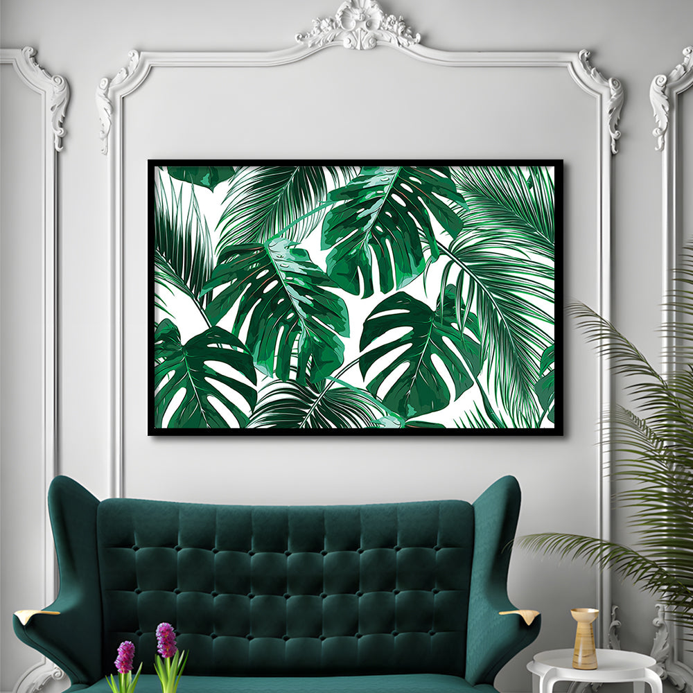 Tropical Palm Leaves Wall Art, Palm Leaf Wall Art, Abstract Palm Modern Art, Framed Art Print, Picture Framed