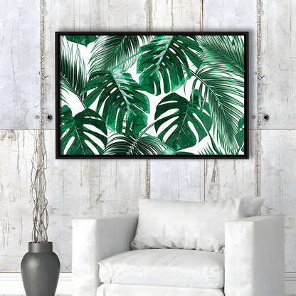 Tropical Palm Leaves Wall Art, Palm Leaf Wall Art, Abstract Palm Modern Art, Framed Cavas Print, Floating Frame