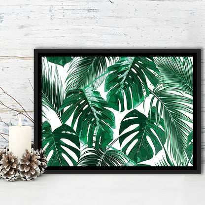 Tropical Palm Leaves Wall Art, Palm Leaf Wall Art, Abstract Palm Modern Art, Framed Cavas Print, Floating Frame