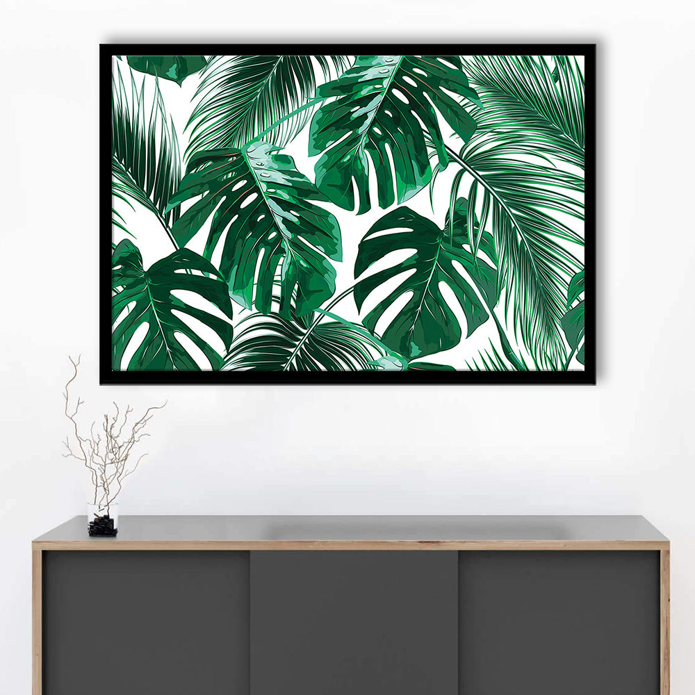 Tropical Palm Leaves Wall Art, Palm Leaf Wall Art, Abstract Palm Modern Art, Framed Art Print, Picture Framed