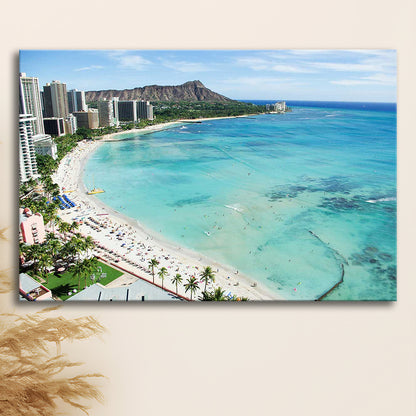 Tropical Paradise Canvas Art,Waikiki Beach, Honolulu, Oahu Island, Hawaii, Cavas Print Wall Art Hom Decor