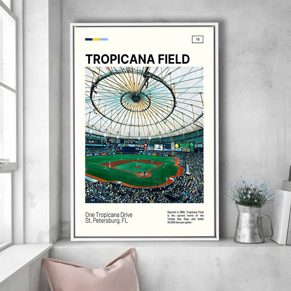 Tropicana Field Print, Tampa Bay Rays Stadium Canvas Art, Man Cave Gift, Floating Framed Canvas Print Wall Art