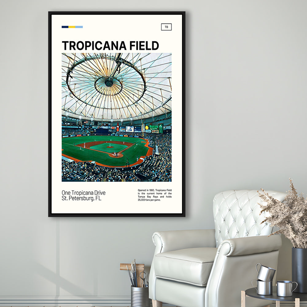 Tropicana Field Print, Tampa Bay Rays Stadium Canvas Art, Man Cave Gift, Floating Framed Canvas Print Wall Art
