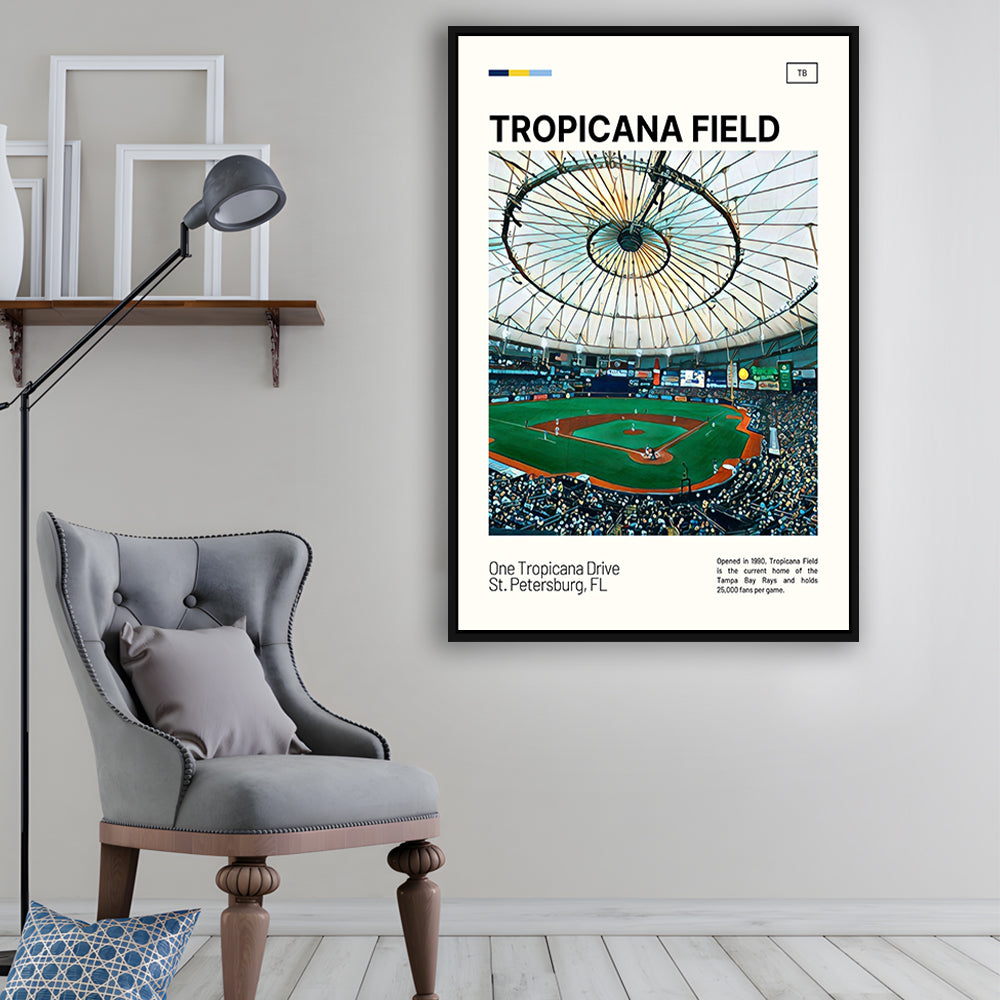 Tropicana Field Print, Tampa Bay Rays Stadium Canvas Art, Man Cave Gift, Floating Framed Canvas Print Wall Art