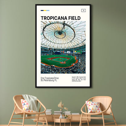 Tropicana Field Print, Tampa Bay Rays Stadium Canvas Art, Man Cave Gift, Floating Framed Canvas Print Wall Art