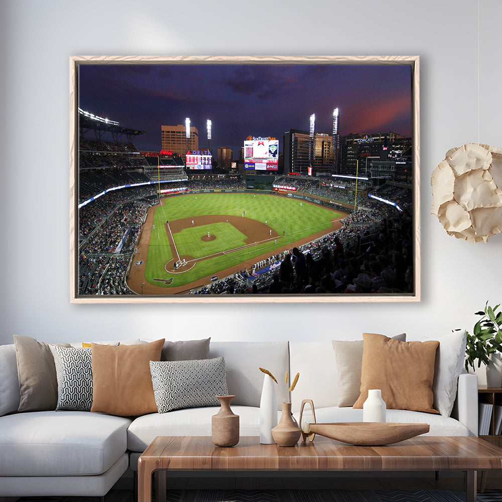 Truist Ball Park in Georgia, Stadium Canvas, Sport Art, Framed Canvas Print Wall Art, Floating Frame