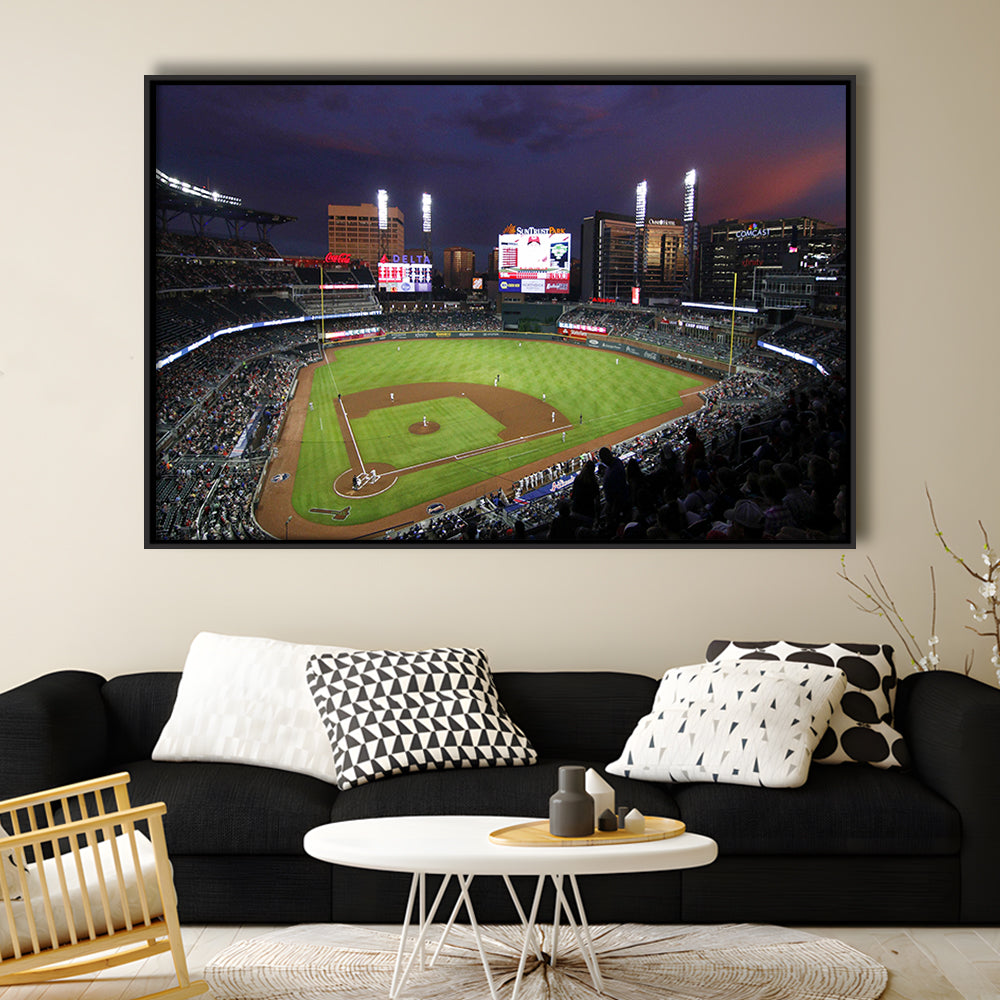 Truist Ball Park in Georgia, Stadium Canvas, Sport Art, Framed Canvas Print Wall Art, Floating Frame