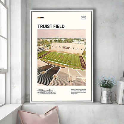 Truist Field Print, Wake Forest Demon Deacons Stadium Canvas Art, Man Cave Gift, Floating Framed Canvas Print Wall Art
