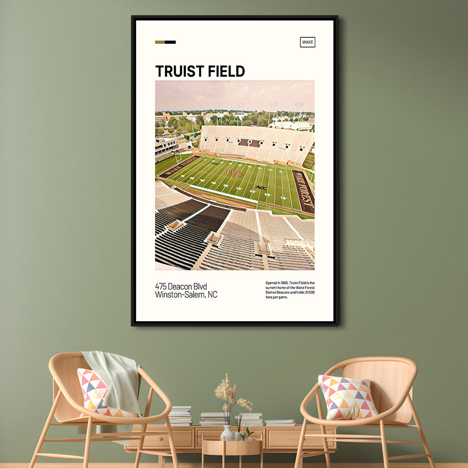 Truist Field Print, Wake Forest Demon Deacons Stadium Canvas Art, Man Cave Gift, Floating Framed Canvas Print Wall Art