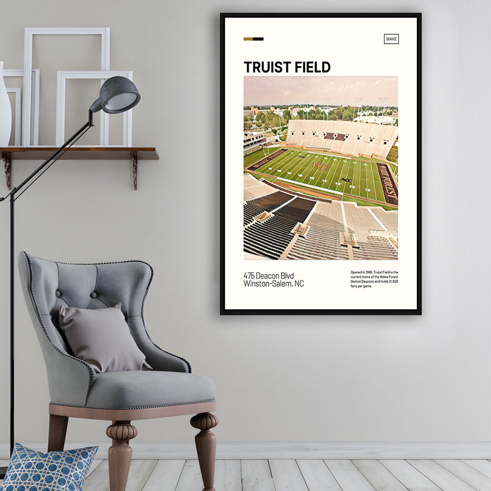 Truist Field Print, Wake Forest Demon Deacons Stadium Canvas Art, Man Cave Gift, Floating Framed Canvas Print Wall Art