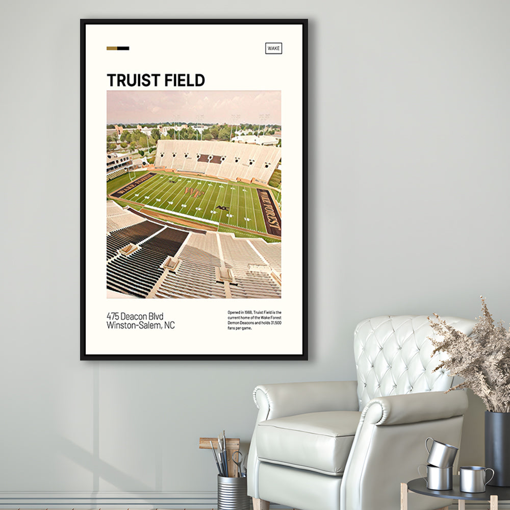 Truist Field Print, Wake Forest Demon Deacons Stadium Canvas Art, Man Cave Gift, Floating Framed Canvas Print Wall Art
