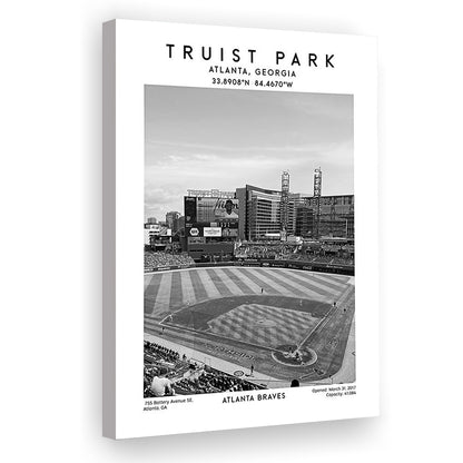 Truist Park Stadium Black And White, Atlanta Braves Baseball Stadium Wall Art Print, Canvas Prints Wall Art, Man Cave Decor