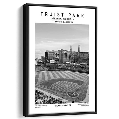 Truist Park Stadium Black And White, Atlanta Braves Baseball Stadium Wall Art Print, Framed Canvas Prints Wall Art