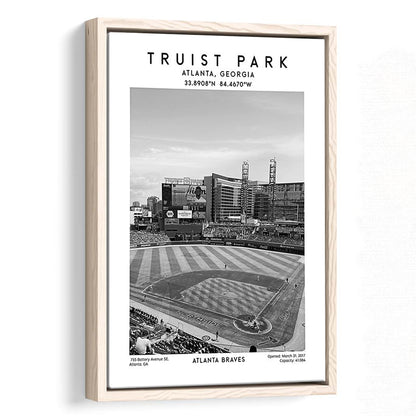 Truist Park Stadium Black And White, Atlanta Braves Baseball Stadium Wall Art Print, Framed Canvas Prints Wall Art