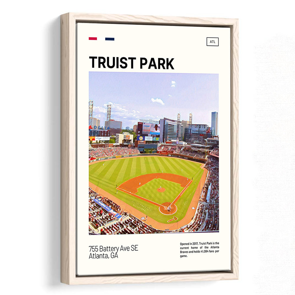 Truist Park Print, Atlanta Braves Stadium Canvas Art, Man Cave Gift, Floating Framed Canvas Print Wall Art
