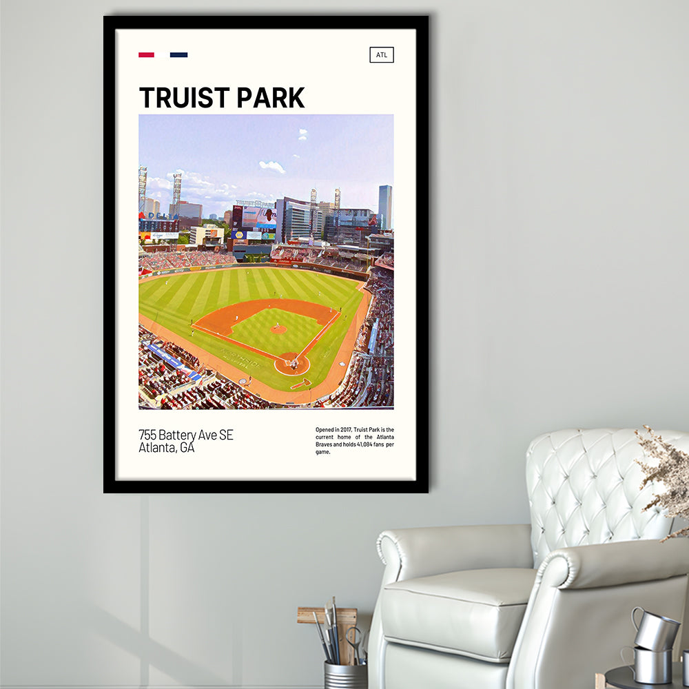 Truist Park Print, Atlanta Braves Stadium Art, Gifts for him, Sport Art, Framed Art Print Wall Decor