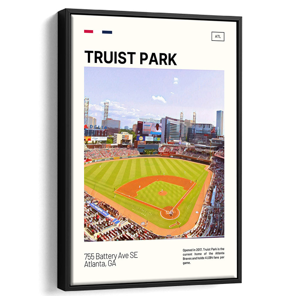 Truist Park Print, Atlanta Braves Stadium Canvas Art, Man Cave Gift, Floating Framed Canvas Print Wall Art