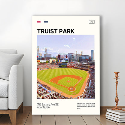 Truist Park Print, Atlanta Braves Stadium Canvas Art, Fan Gifts, Sport Art, Canvas Print Wall Art