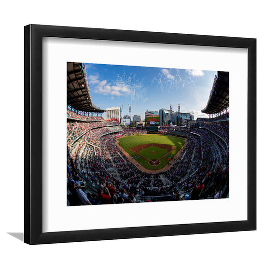 Truist Park Stadium, Stadium Canvas, Sport Art, Gift for him, White Border Framed Art Print Wall Decor