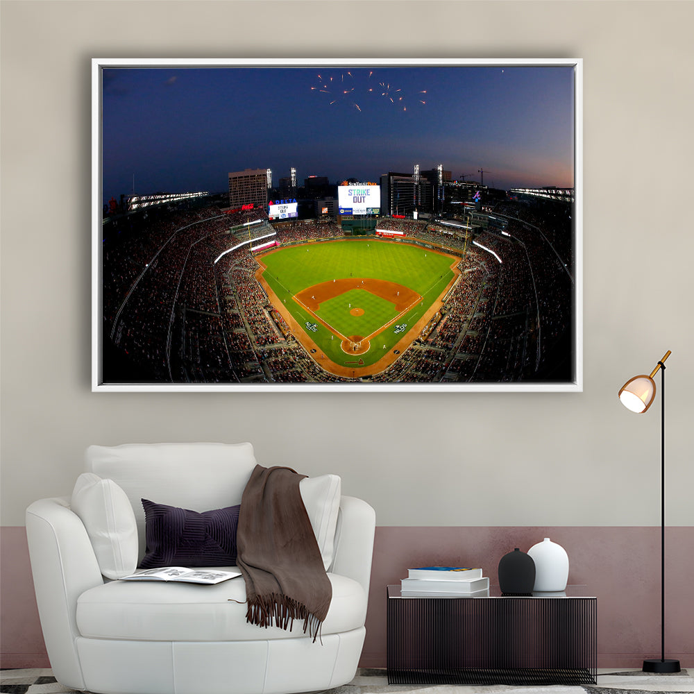 Truist Park in Georgia, Stadium Canvas, Sport Art, Framed Canvas Print Wall Art, Floating Frame