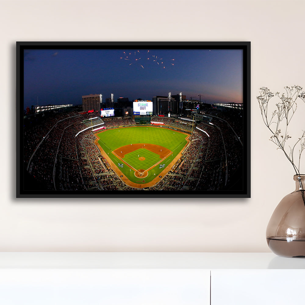 Truist Park in Georgia, Stadium Canvas, Sport Art, Framed Canvas Print Wall Art, Floating Frame