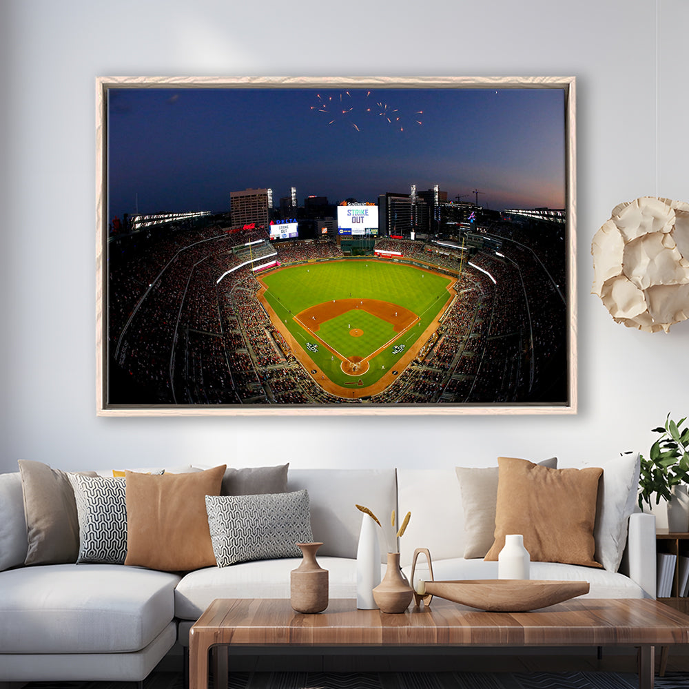 Truist Park in Georgia, Stadium Canvas, Sport Art, Framed Canvas Print Wall Art, Floating Frame