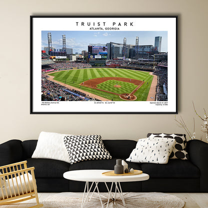 Truist Park, Atlanta Braves Baseball Stadium Wall Art Print, Sport Art Print, Framed Canvas Print Wall Art