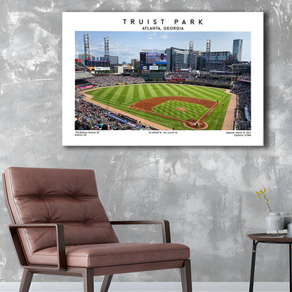 Truist Park, Atlanta Braves Baseball Stadium Wall Art Print, Sport Art Print, Canvas Print Wall Art, Man Cave Gift