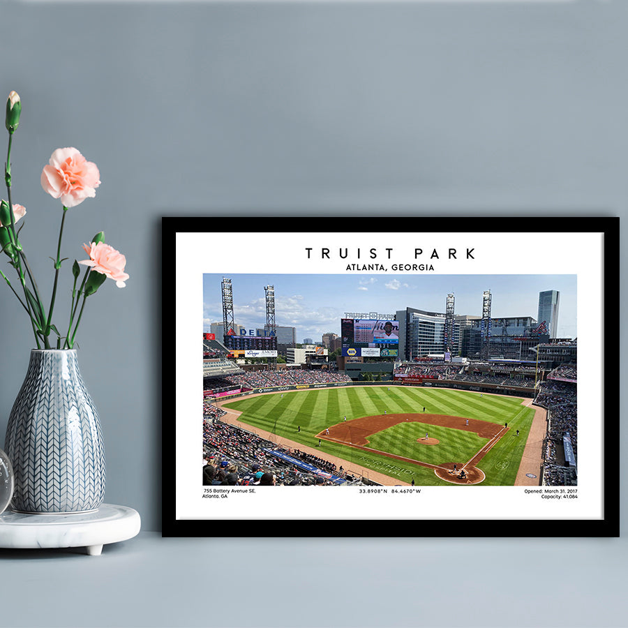 Truist Park, Atlanta Braves Baseball Stadium Wall Art Print, Sport Art Print, Framed Art Print Wall Decor