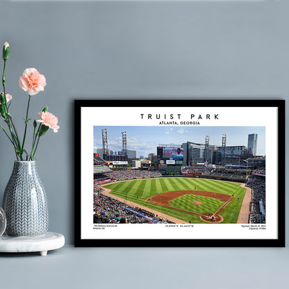Truist Park, Atlanta Braves Baseball Stadium Wall Art Print, Sport Art Print, Framed Art Print Wall Decor