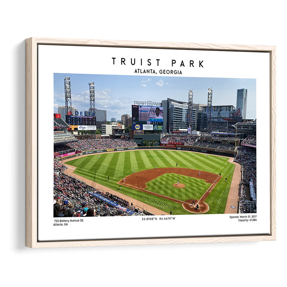 Truist Park, Atlanta Braves Baseball Stadium Wall Art Print, Sport Art Print, Framed Canvas Print Wall Art