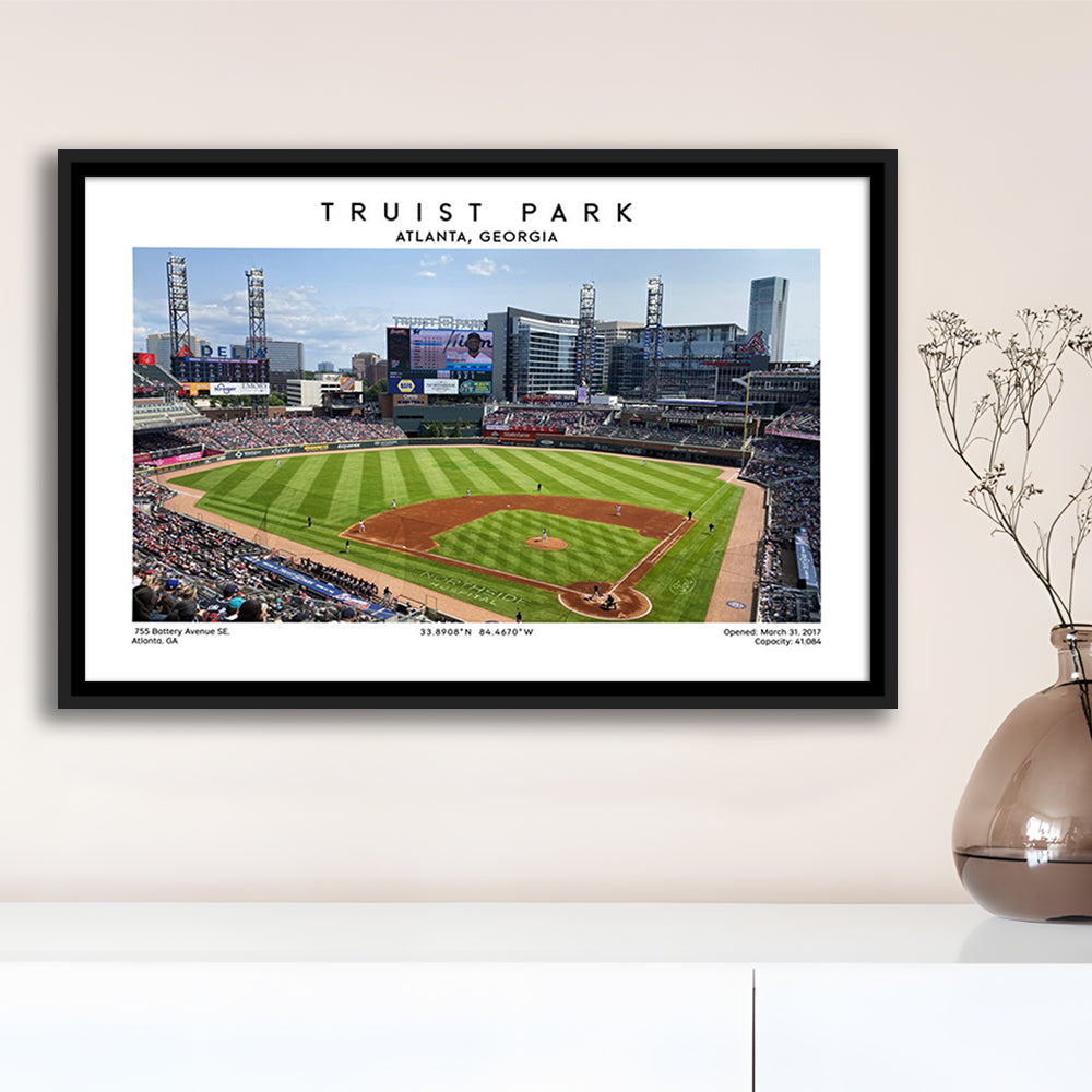 Truist Park, Atlanta Braves Baseball Stadium Wall Art Print, Sport Art Print, Framed Canvas Print Wall Art