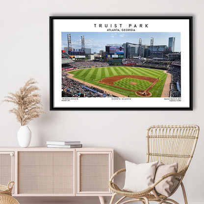 Truist Park, Atlanta Braves Baseball Stadium Wall Art Print, Sport Art Print, Framed Canvas Print Wall Art