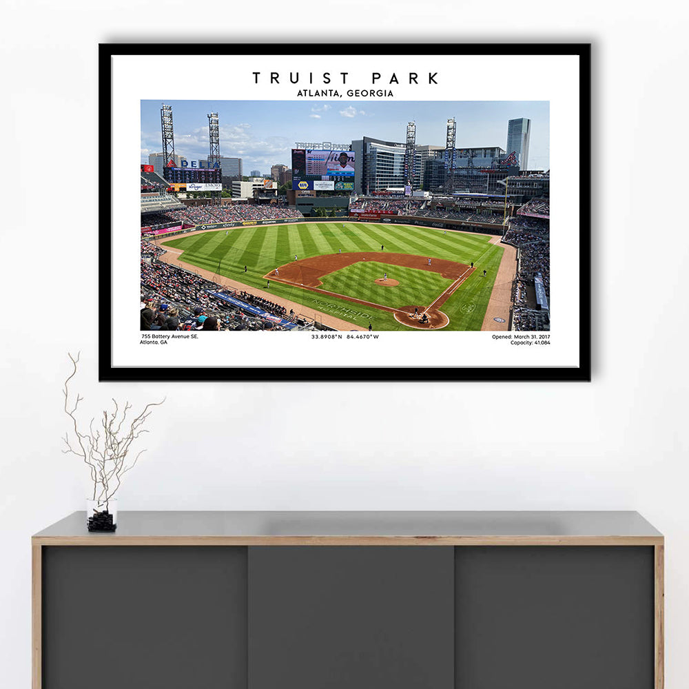 Truist Park, Atlanta Braves Baseball Stadium Wall Art Print, Sport Art Print, Framed Art Print Wall Decor