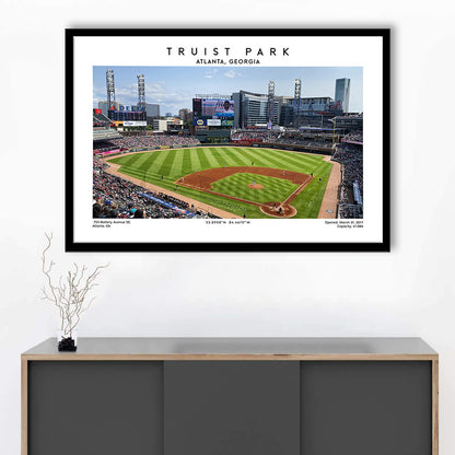 Truist Park, Atlanta Braves Baseball Stadium Wall Art Print, Sport Art Print, Framed Art Print Wall Decor
