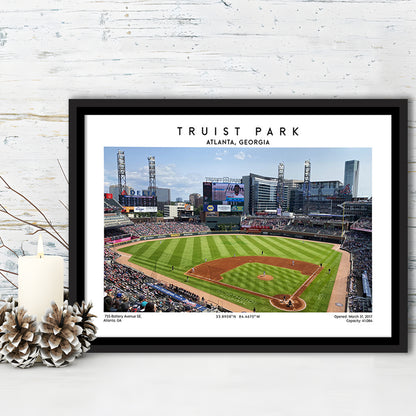 Truist Park, Atlanta Braves Baseball Stadium Wall Art Print, Sport Art Print, Framed Canvas Print Wall Art