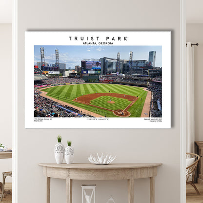 Truist Park, Atlanta Braves Baseball Stadium Wall Art Print, Sport Art Print, Canvas Print Wall Art, Man Cave Gift