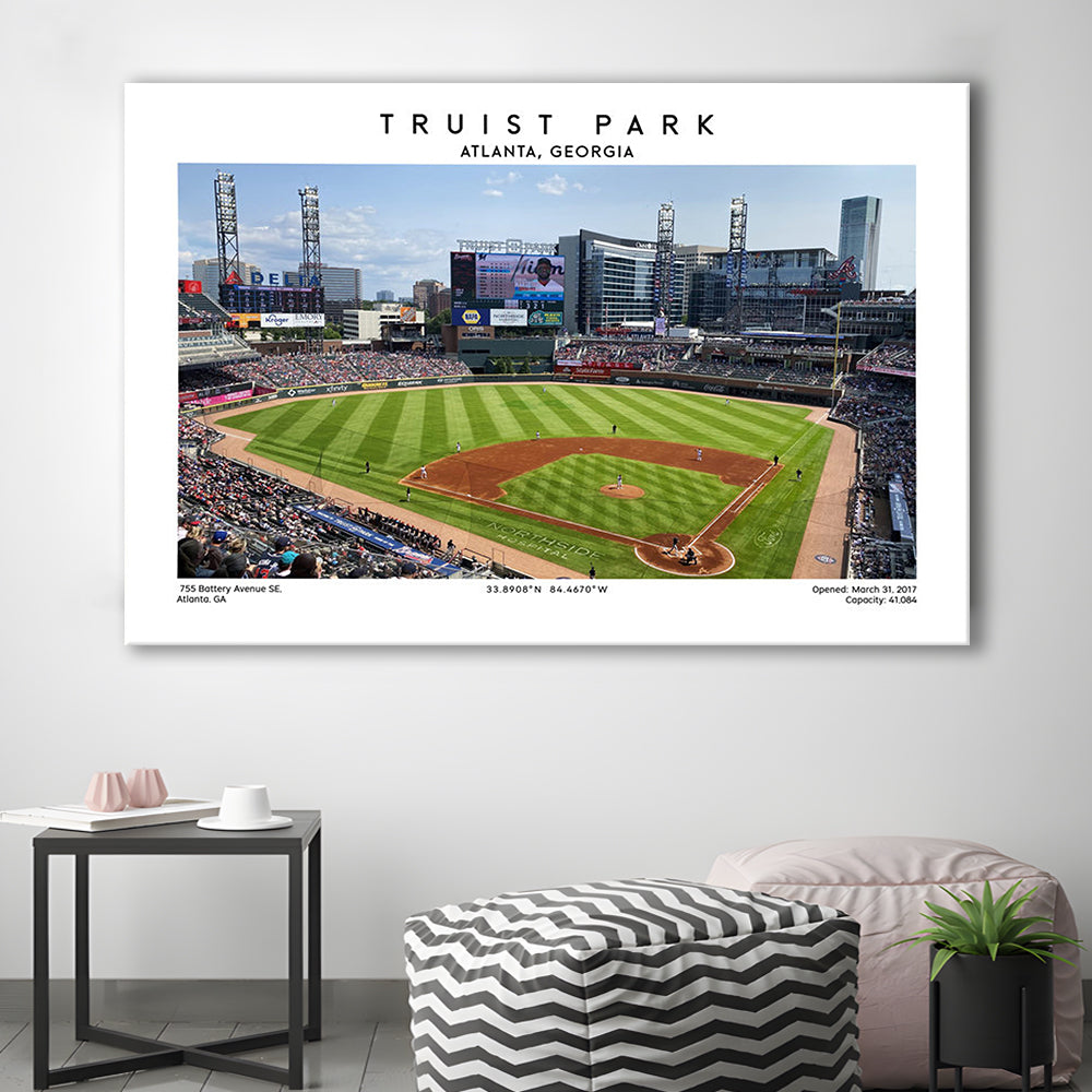 Truist Park, Atlanta Braves Baseball Stadium Wall Art Print, Sport Art Print, Canvas Print Wall Art, Man Cave Gift