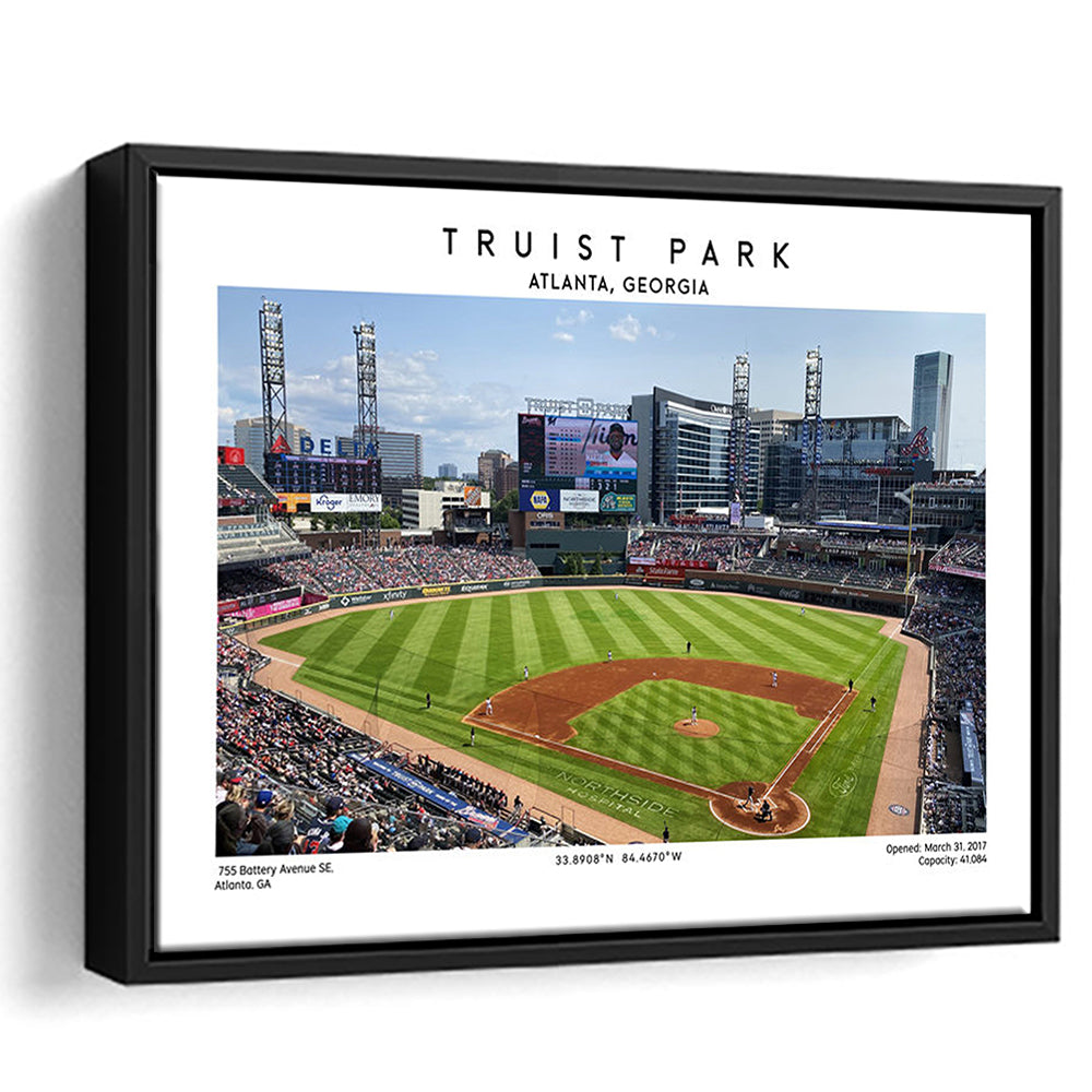 Truist Park, Atlanta Braves Baseball Stadium Wall Art Print, Sport Art Print, Framed Canvas Print Wall Art